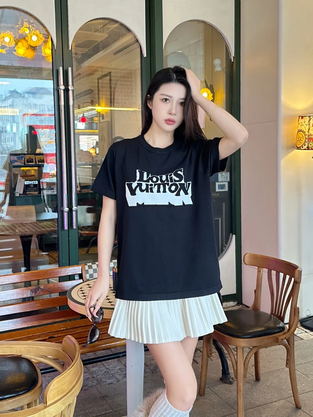 Louis Vuitton/Louis Vuitton letter ghost jacquard knitted short sleeves